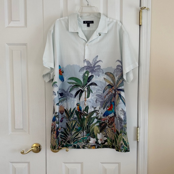 Daniel Cremieux Other - Daniel Cremieux Parrot and Palm Print Shirt - Light Blue